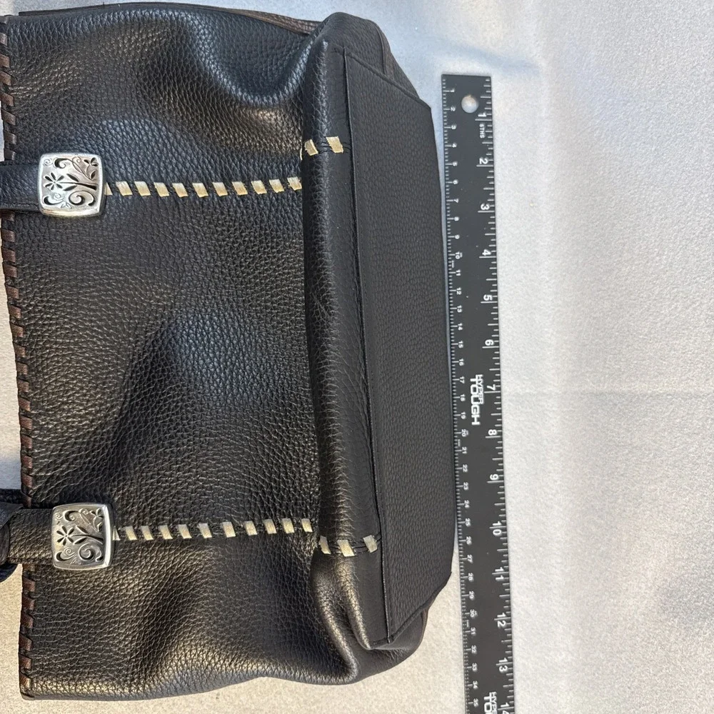 Vintage Brighton Purse, Leather, Black, Silver Accents, Tippi Laced Tote